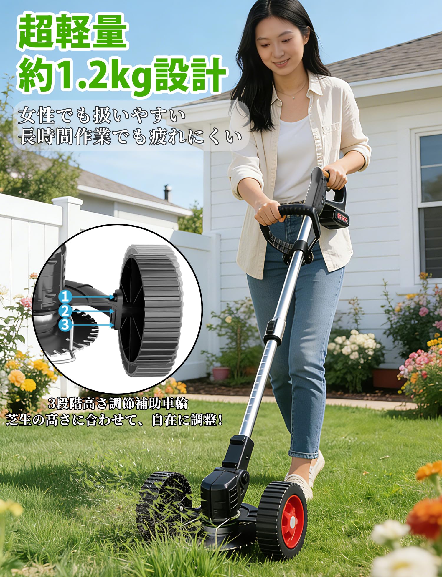 Amazon | 草刈り機 充電式 高性能 21V 4000mAhのバッテリー総容量 強力
